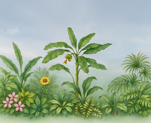 Tropical Watercolor Garden